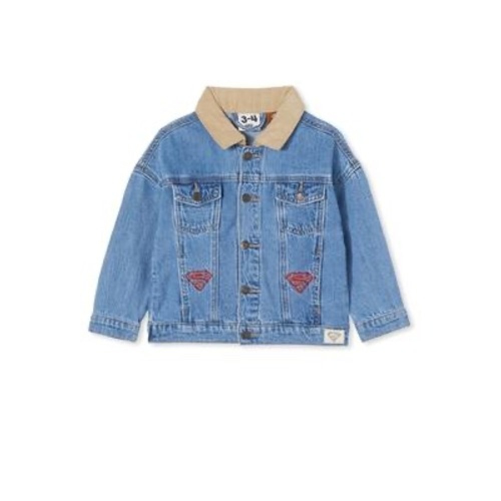 Cotton on Big Girls‎ Superman License Denim Jacket - Size 7/8